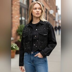 Black Studded Denim Jacket